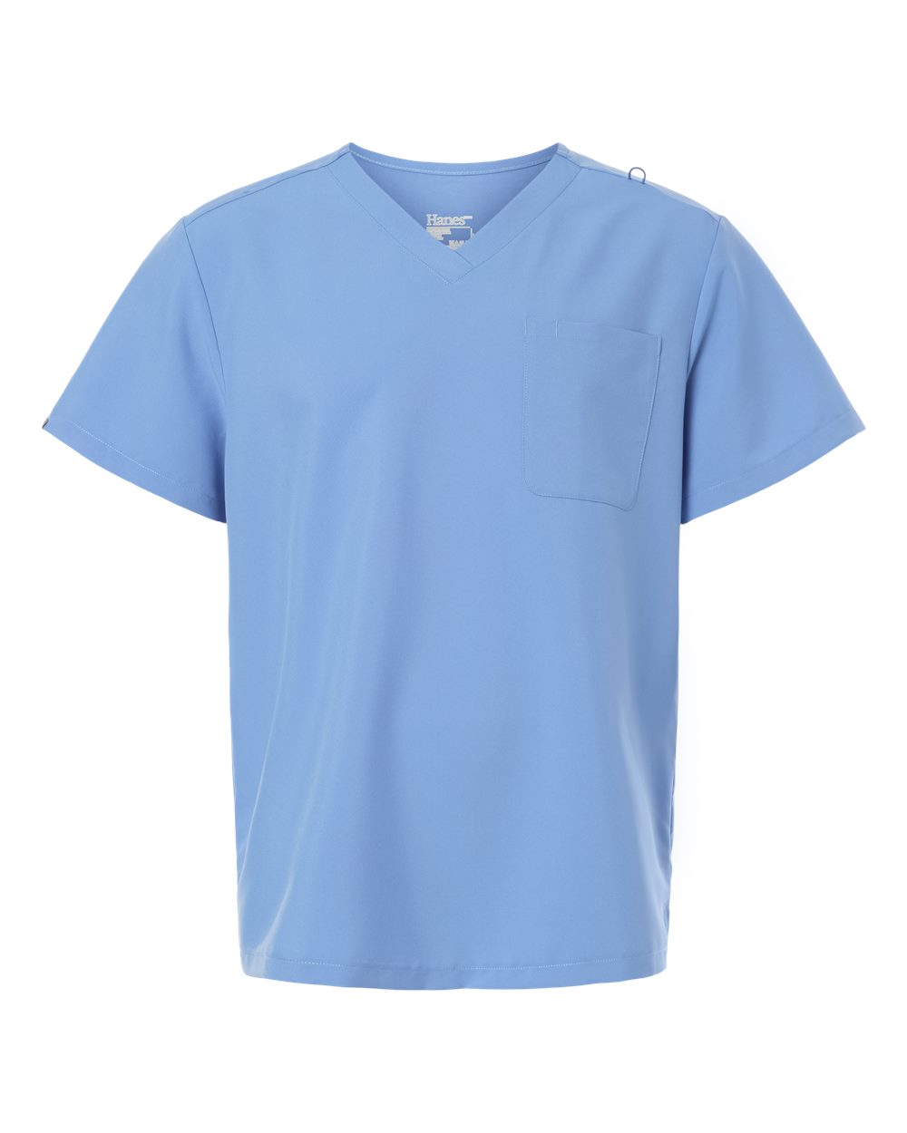 Hanes HMB000 scrub top, Ceil Blue, front