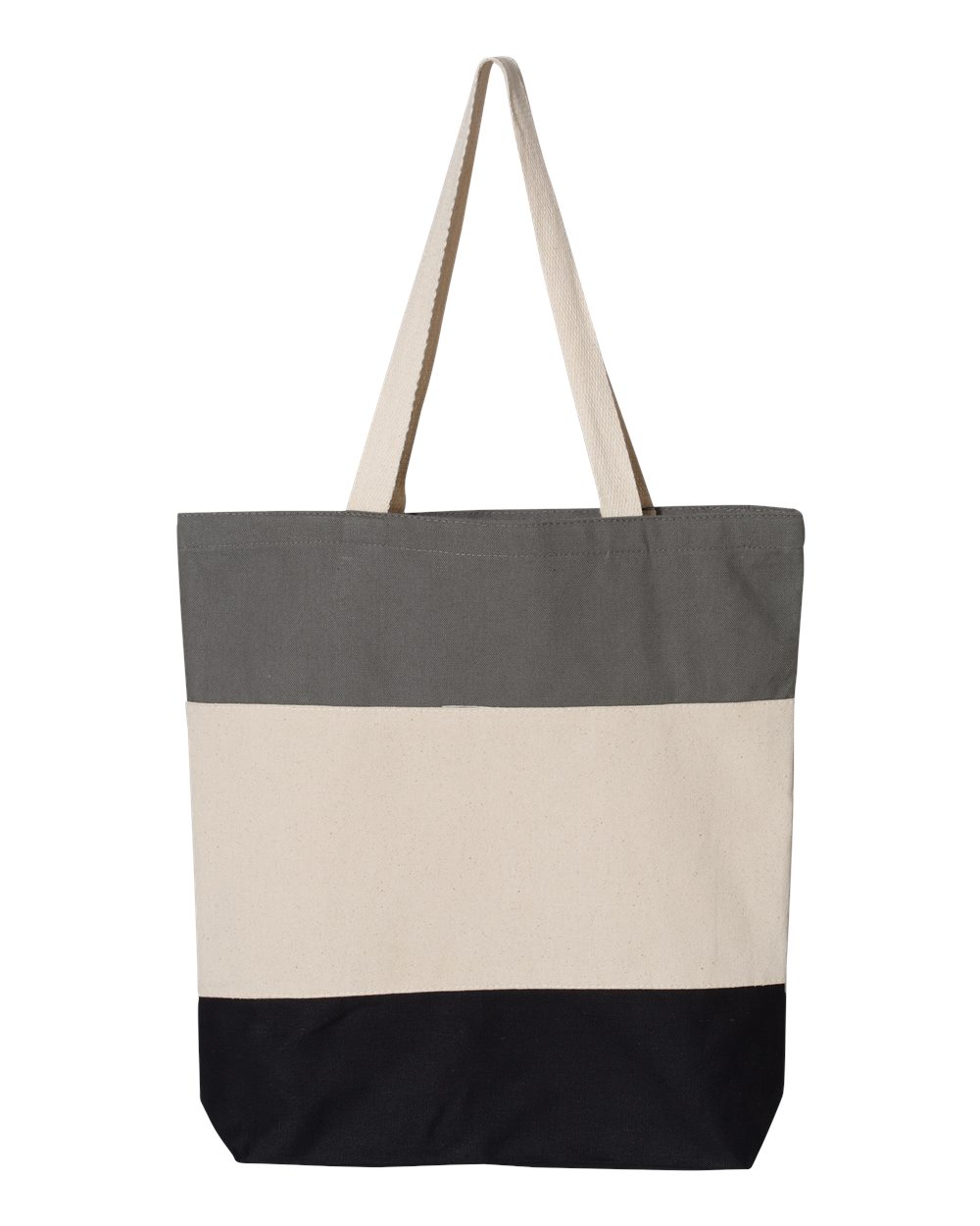 Q-Tees Q125900 tote, Black/Natural/Light Grey