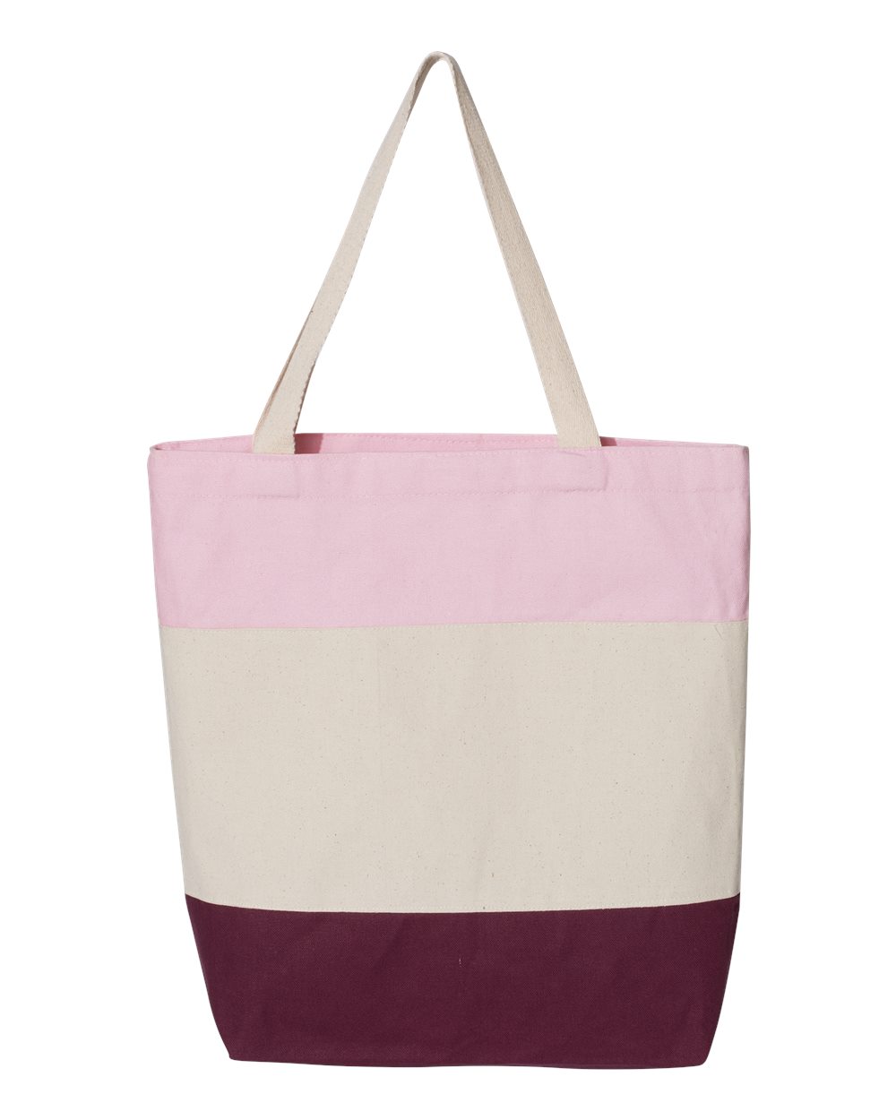 Q-Tees Q125900 tote, Maroon/Natural/Light Pink